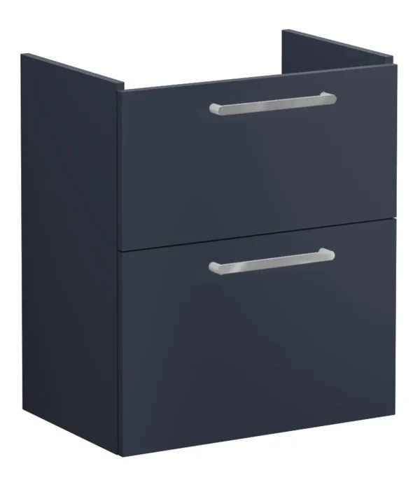 VitrA Root Flat 60cm 2 Drawer Slim Washbasin Unit - Matt Dark Blue