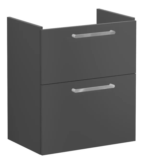 VitrA Root Flat 60cm 2 Drawer Slim Washbasin Unit - Matt Storm Grey