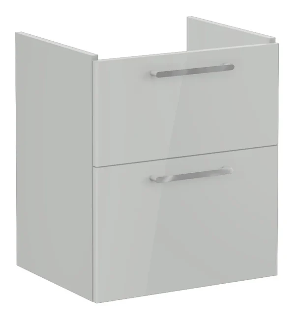 VitrA Root Flat 60cm 2 Drawer Washbasin Unit - Shiny Pearl Grey