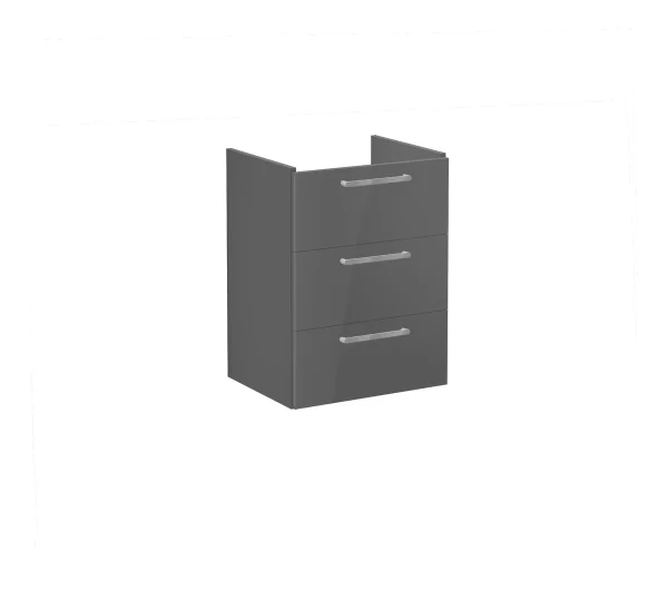 VitrA Root Flat 60cm 3 Drawer Washbasin Unit - Anthracite High Gloss