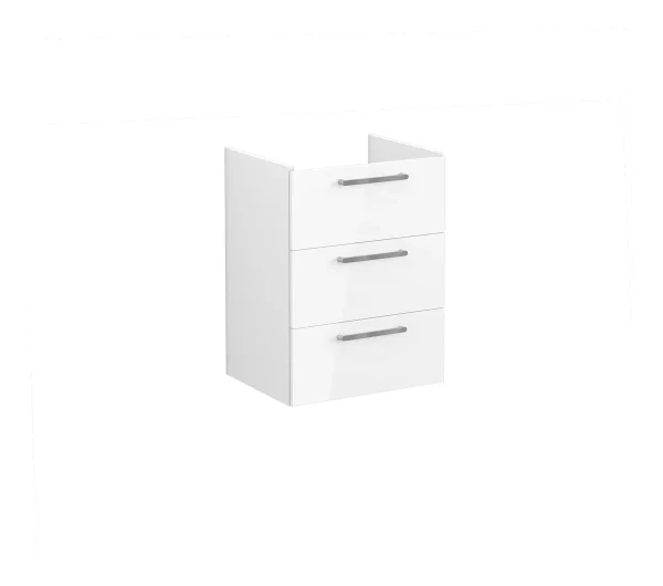 VitrA Root Flat 60cm 3 Drawer Washbasin Unit - High Gloss White