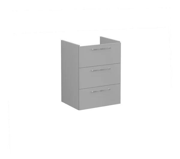 VitrA Root Flat 60cm 3 Drawer Washbasin Unit - Matt Rock Grey
