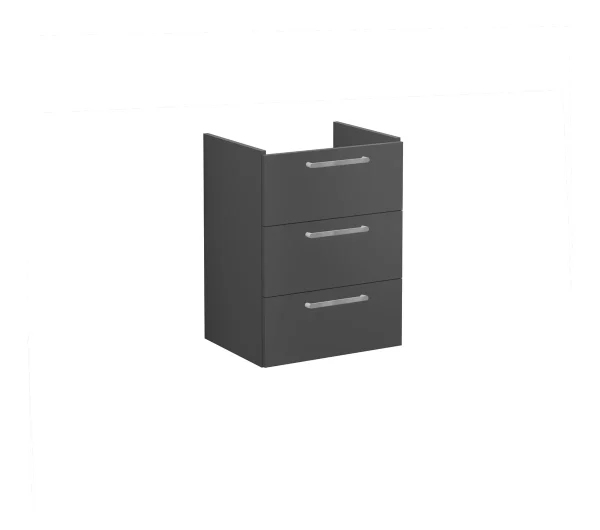VitrA Root Flat 60cm 3 Drawer Washbasin Unit - Matt Storm Grey