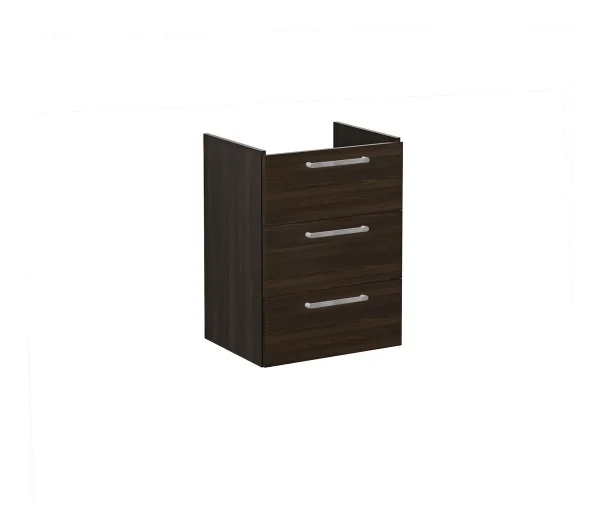 VitrA Root Flat 60cm 3 Drawer Washbasin Unit - Walnut