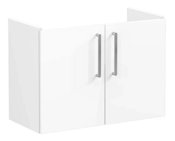 VitrA Root Flat 80cm 2 Door Wall Hung Slim Washbasin Unit - High Gloss White