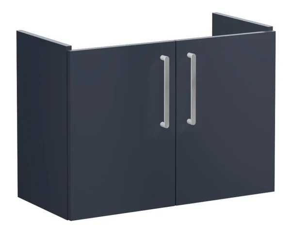 VitrA Root Flat 80cm 2 Door Wall Hung Slim Washbasin Unit - Matt Dark Blue