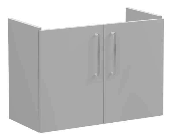 VitrA Root Flat 80cm 2 Door Wall Hung Slim Washbasin Unit - Matt Rock Grey