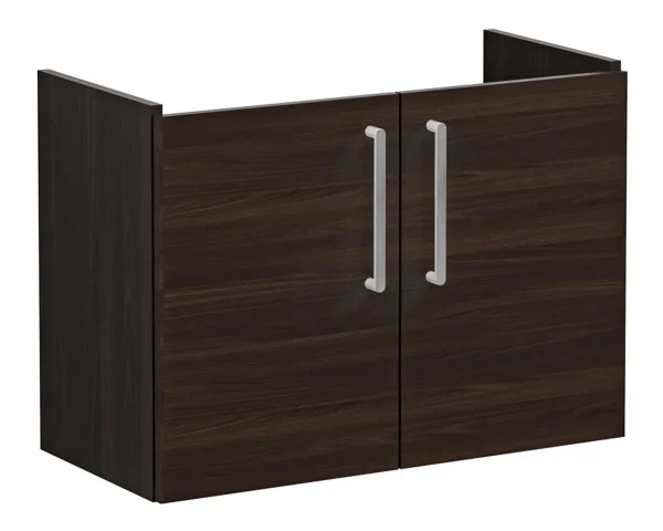 VitrA Root Flat 80cm 2 Door Wall Hung Slim Washbasin Unit - Walnut