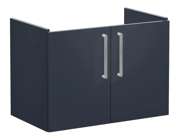 VitrA Root Flat 80cm 2 Door Wall Hung Washbasin Unit - Matt Dark Blue