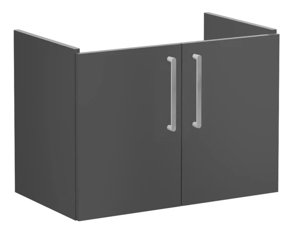 VitrA Root Flat 80cm 2 Door Wall Hung Washbasin Unit - Matt Storm Grey