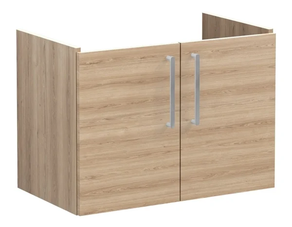 VitrA Root Flat 80cm 2 Door Wall Hung Washbasin Unit - Natural Oak