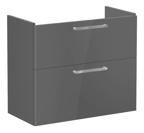 VitrA Root Flat 80cm 2 Drawer Slim Washbasin Unit - Anthracite High Gloss