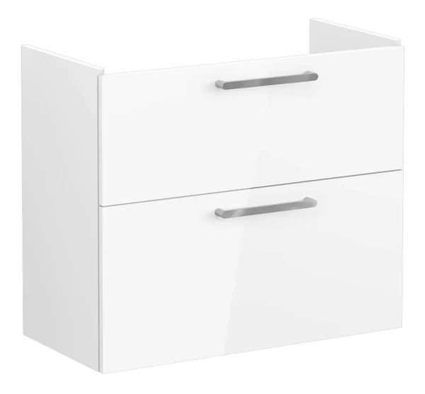 VitrA Root Flat 80cm 2 Drawer Slim Washbasin Unit - High Gloss White