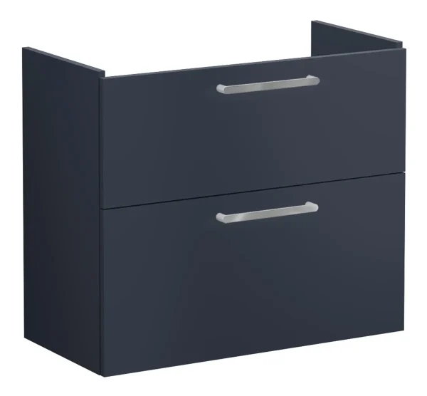 VitrA Root Flat 80cm 2 Drawer Slim Washbasin Unit - Matt Dark Blue