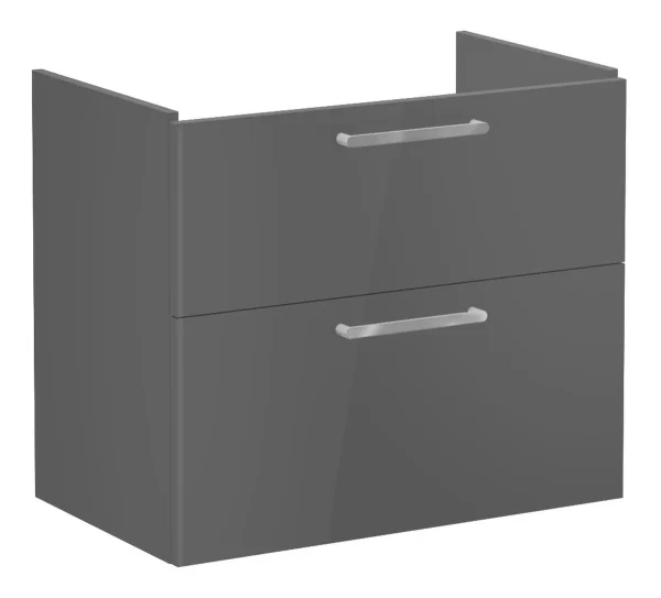 VitrA Root Flat 80cm 2 Drawer Washbasin Unit - Anthracite High Gloss