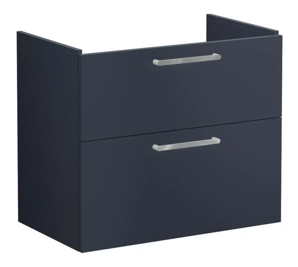 VitrA Root Flat 80cm 2 Drawer Washbasin Unit - Matt Dark Blue