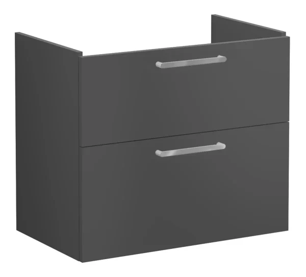 VitrA Root Flat 80cm 2 Drawer Washbasin Unit - Matt Storm Grey