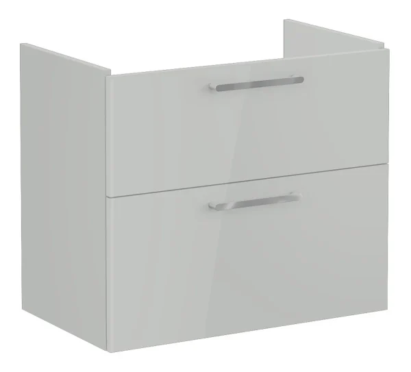VitrA Root Flat 80cm 2 Drawer Washbasin Unit - Shiny Pearl Grey