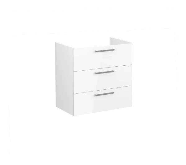 VitrA Root Flat 80cm 3 Drawer Washbasin Unit - High Gloss White