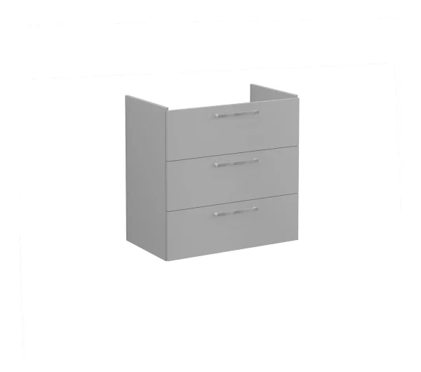 VitrA Root Flat 80cm 3 Drawer Washbasin Unit - Matt Rock Grey