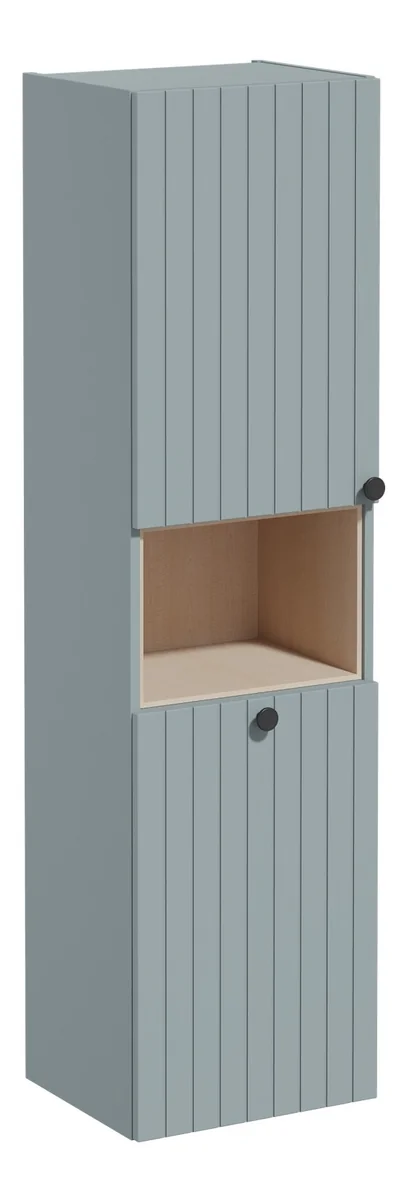 VitrA Root Groove 40cm 2 Door Semi-Tall Unit w/Laundry Basket (LH Hinge) - Matt Fjord Green