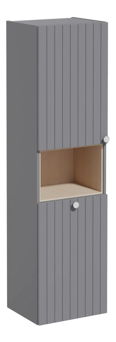 VitrA Root Groove 40cm 2 Door Semi-Tall Unit w/Laundry Basket (LH Hinge) - Matt Grey