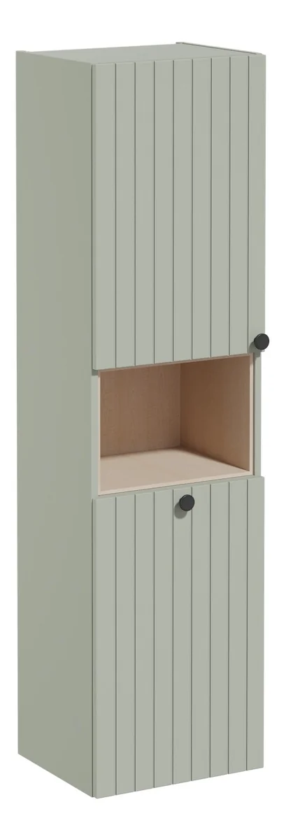 VitrA Root Groove 40cm 2 Door Semi-Tall Unit w/Laundry Basket (LH Hinge) - Matt Retro Green
