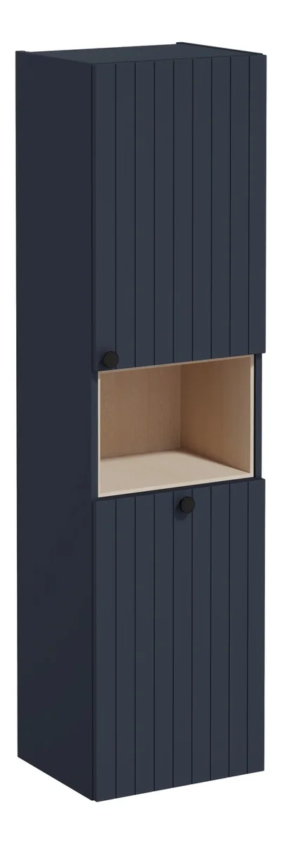 VitrA Root Groove 40cm 2 Door Semi-Tall Unit w/Laundry Basket (RH Hinge) - Matt Dark Blue