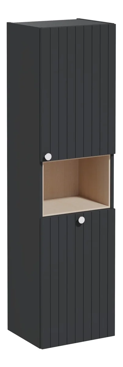 VitrA Root Groove 40cm 2 Door Semi-Tall Unit w/Laundry Basket (RH Hinge) - Matt Graphite