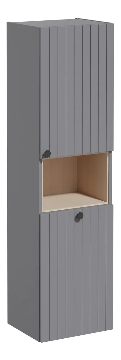 VitrA Root Groove 40cm 2 Door Semi-Tall Unit w/Laundry Basket (RH Hinge) - Matt Grey