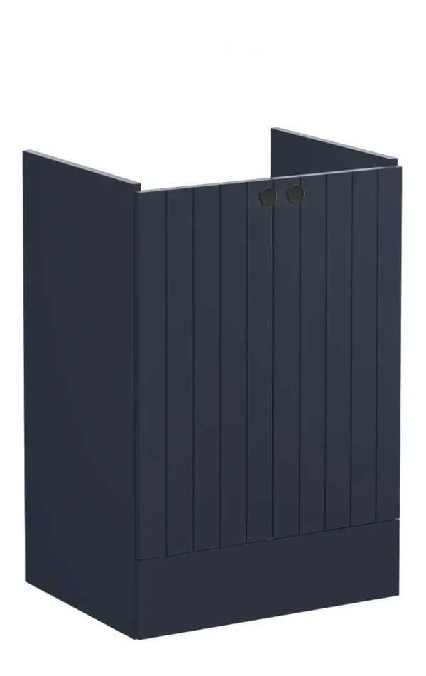 VitrA Root Groove 60cm 2 Door Floor Standing Washbasin Unit - Matt Dark Blue