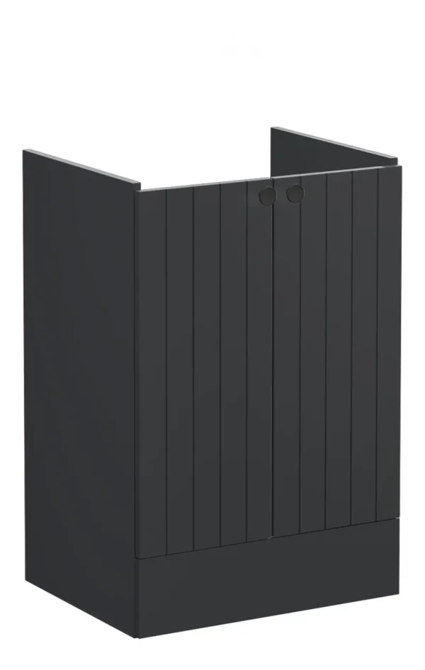 VitrA Root Groove 60cm 2 Door Floor Standing Washbasin Unit - Matt Graphite