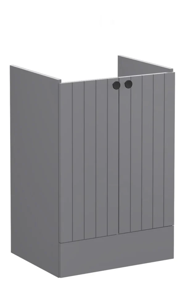 VitrA Root Groove 60cm 2 Door Floor Standing Washbasin Unit - Matt Grey