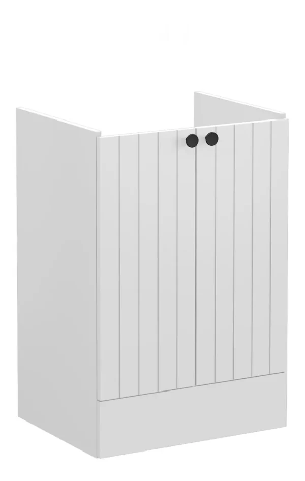 VitrA Root Groove 60cm 2 Door Floor Standing Washbasin Unit - Matt Light Grey