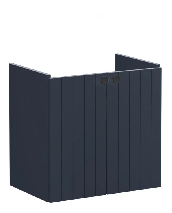 VitrA Root Groove 60cm 2 Door Wall Hung Slim Washbasin Unit - Matt Dark Blue