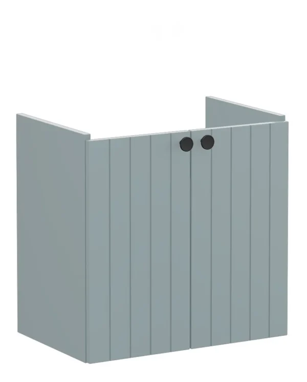 VitrA Root Groove 60cm 2 Door Wall Hung Slim Washbasin Unit - Matt Fjord Green