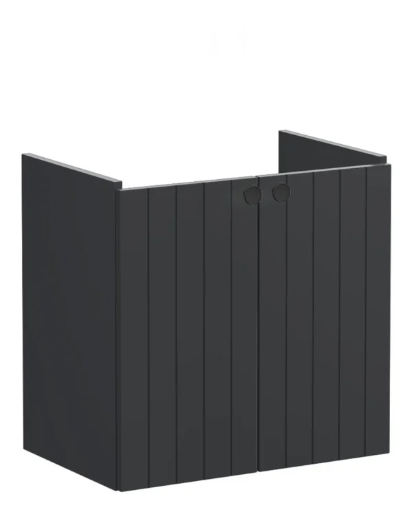 VitrA Root Groove 60cm 2 Door Wall Hung Slim Washbasin Unit - Matt Graphite