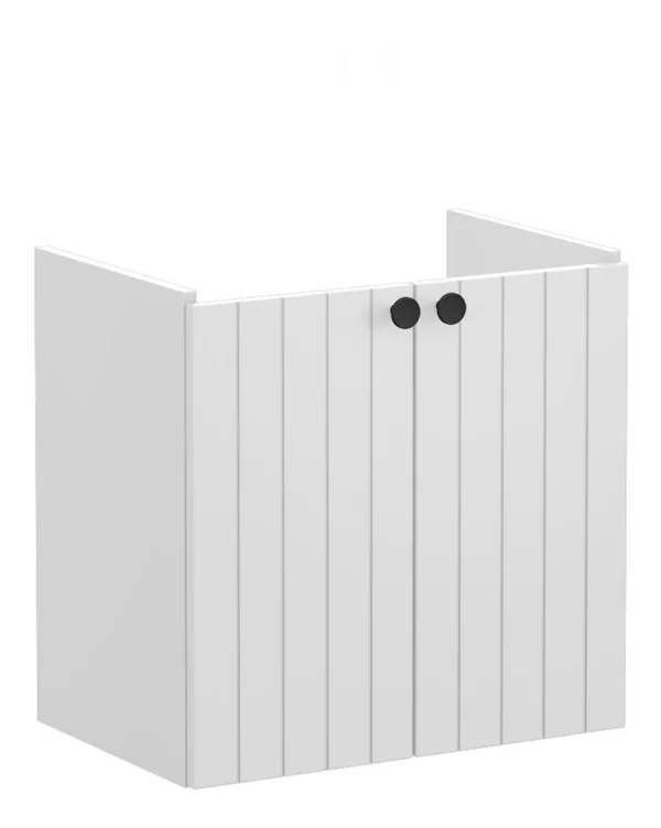 VitrA Root Groove 60cm 2 Door Wall Hung Slim Washbasin Unit - Matt Light Grey