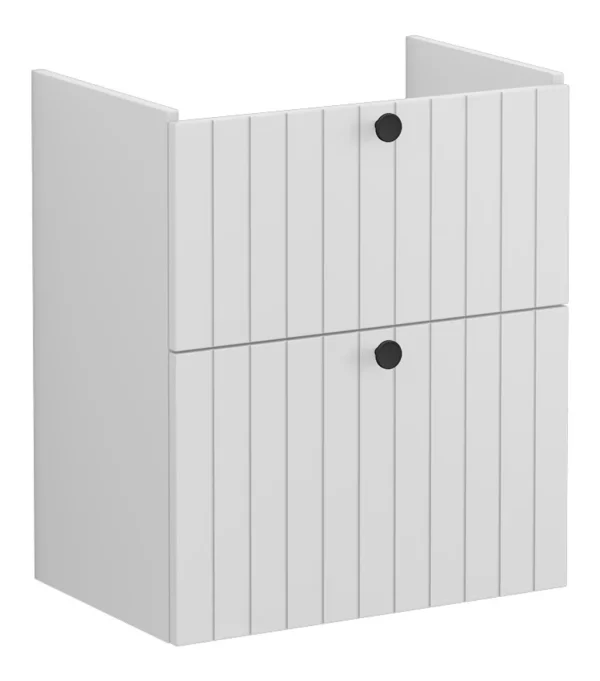 VitrA Root Groove 60cm 2 Drawer Slim Washbasin Unit - Matt Light Grey