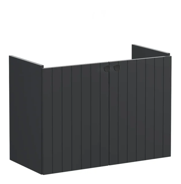 VitrA Root Groove 80cm 2 Door Wall Hung Slim Washbasin Unit - Matt Graphite