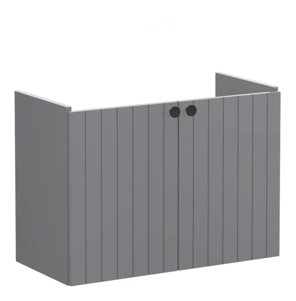 VitrA Root Groove 80cm 2 Door Wall Hung Slim Washbasin Unit - Matt Grey