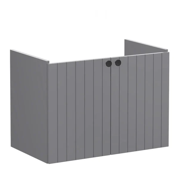 VitrA Root Groove 80cm 2 Door Wall Hung Washbasin Unit - Matt Grey