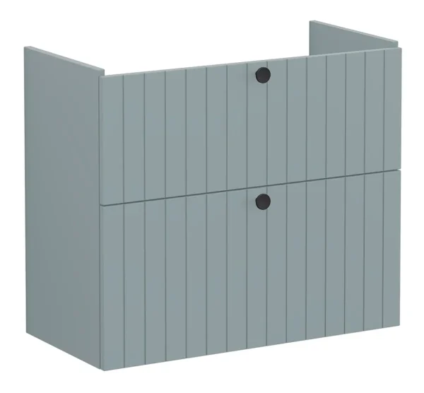 VitrA Root Groove 80cm 2 Drawer Slim Washbasin Unit - Matt Fjord Green
