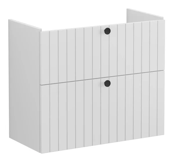 VitrA Root Groove 80cm 2 Drawer Slim Washbasin Unit - Matt Light Grey