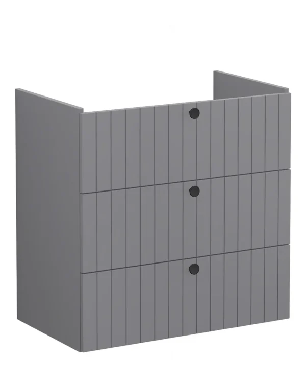 VitrA Root Groove 80cm 3 Drawer Washbasin Unit - Matt Grey