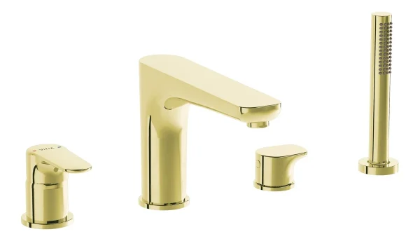 VitrA Root Round 4-Hole Bath/Shower Mixer - Soft Gold