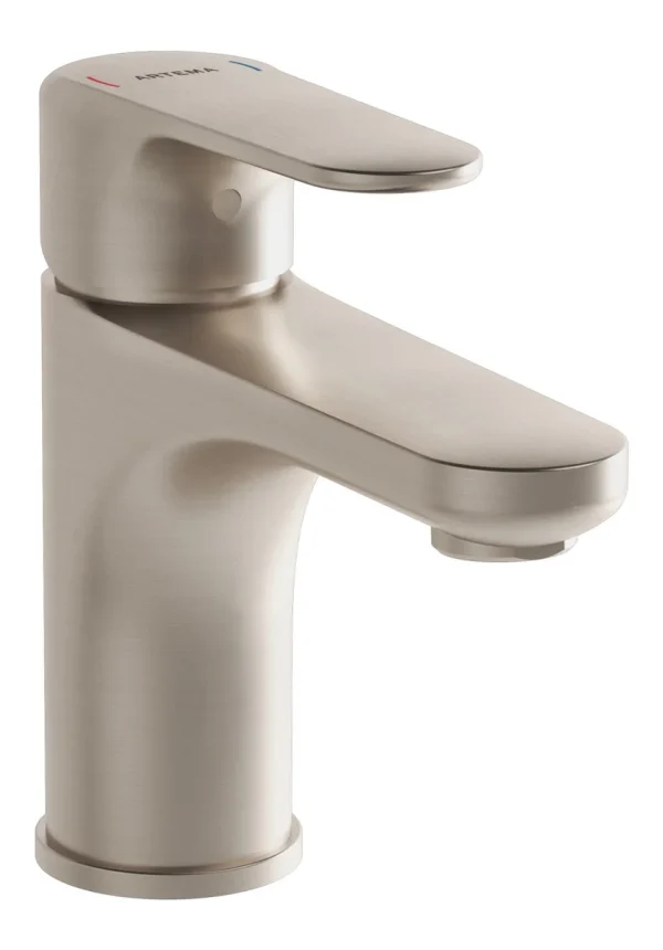 VitrA Root Round Compact Basin Mixer - Brushed Nickel