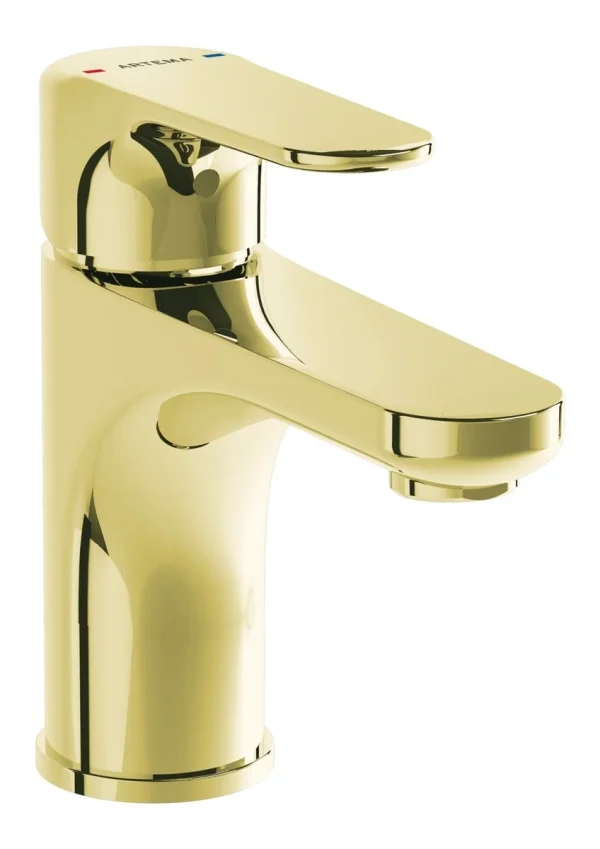 VitrA Root Round Compact Basin Mixer - Soft Gold