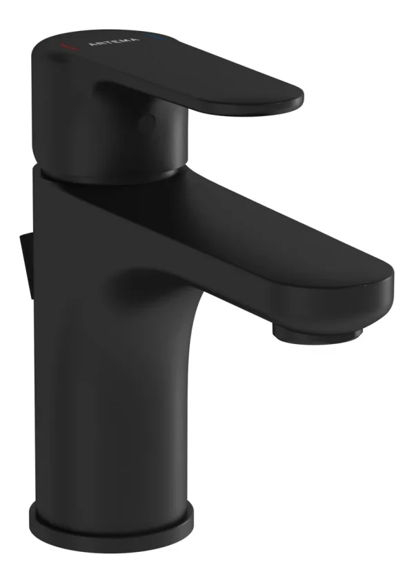 VitrA Root Round Compact Basin Mixer w/Waste Lever - Matt Black