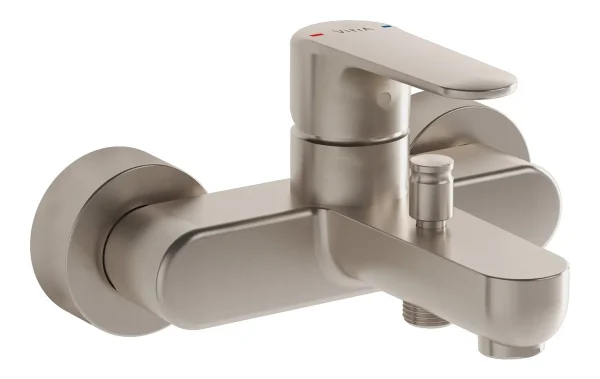 VitrA Root Round Wall Mounted Bath/Shower Mixer - Brushed Nickel